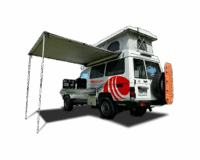 Camping vehicle with awning, showcasing customization options for outdoor adventures, relevant to Abronn FZE's specialized vehicle offerings.