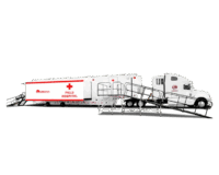 Field hospital mobile unit by Abronn FZE, featuring a truck with accessible ramp and medical signage, designed for emergency and medical services.