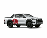 Hilux 4×4 mining vehicle with a distinctive red logo, featured in a catalog for customized vehicles by Abronn FZE.